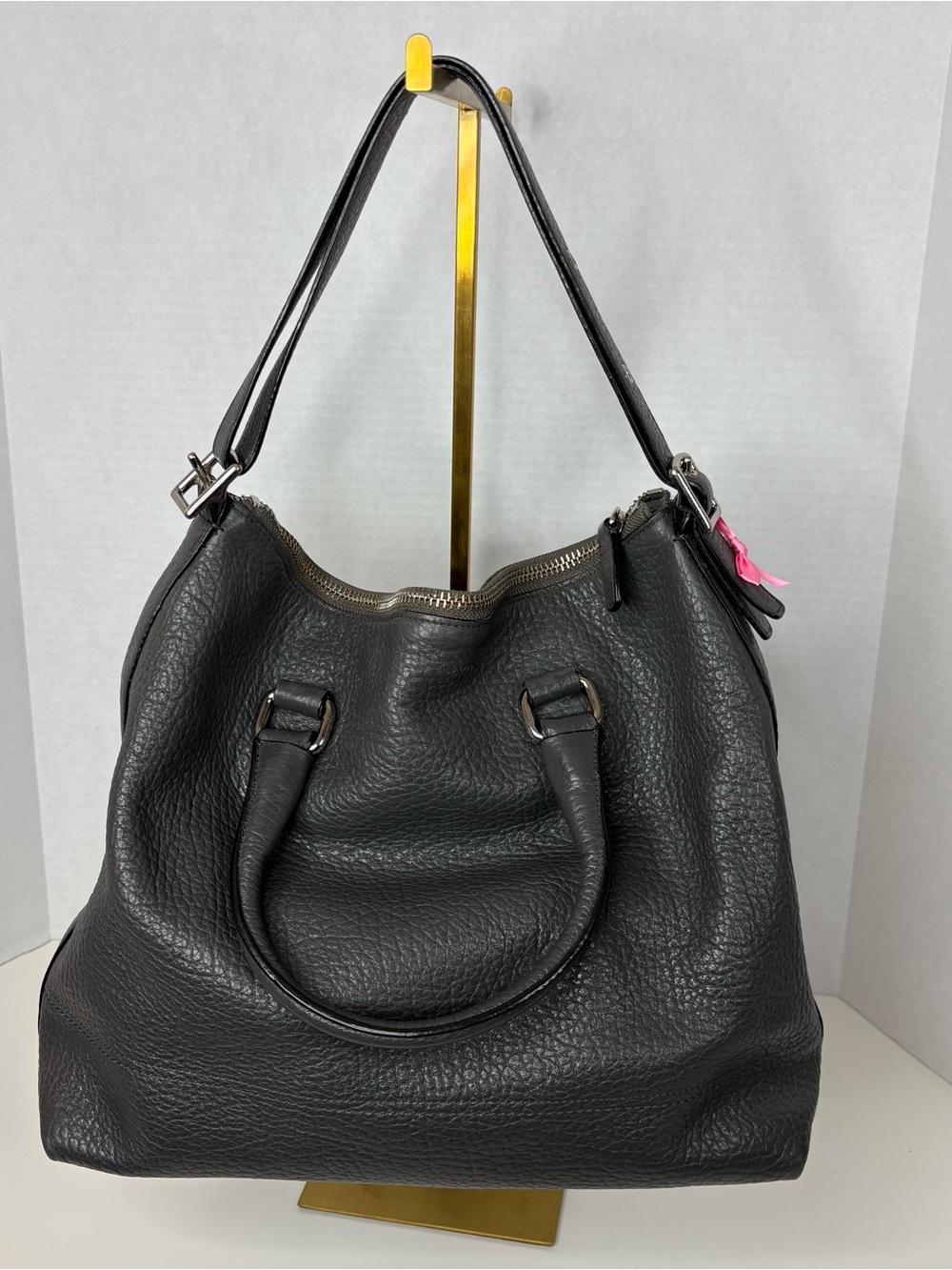 Coach Legacy Rory Textured Pebbled Leather Bobo in the Graphite/Berry colorway - Picture 4 of 17
